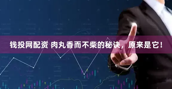 钱投网配资 肉丸香而不柴的秘诀，原来是它！