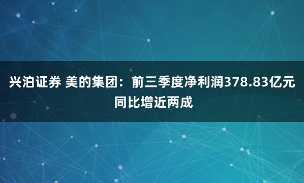 兴泊证券 美的集团：前三季度净利润378.83亿元 同比增近两成